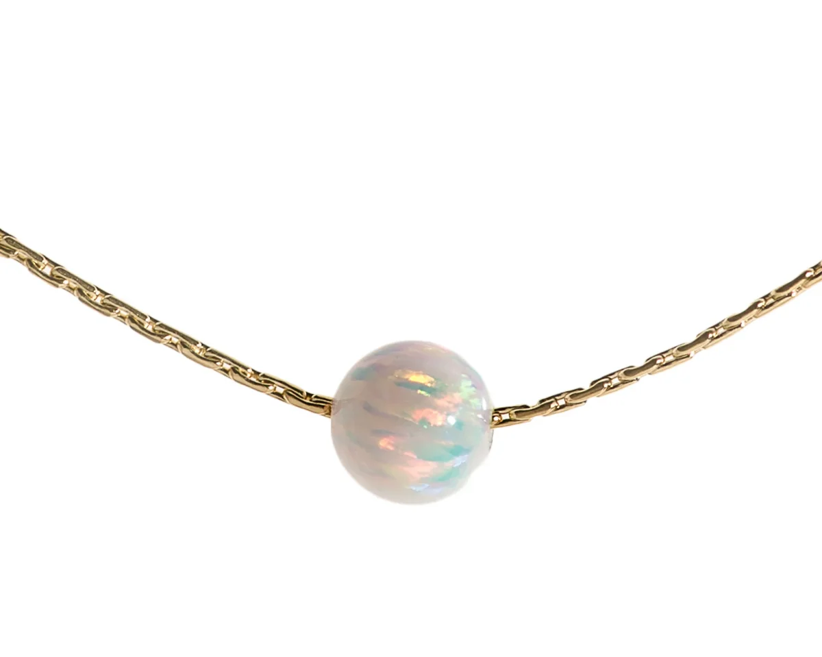 Opal jewelry white opal ball gold filled necklace - Image 3
