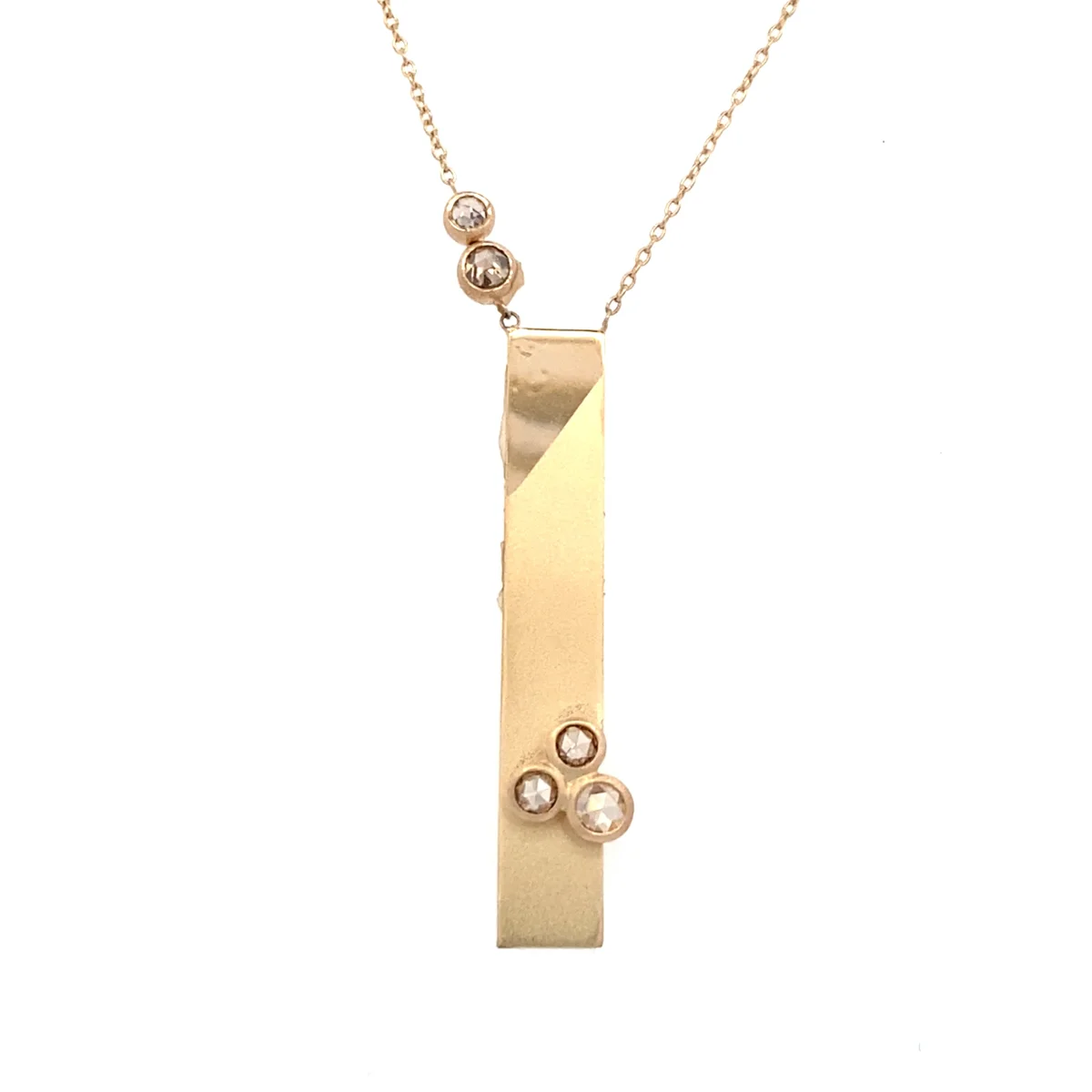 Necklace 14K Yellow Gold Rose Cut Champagne Diamond Bar | Beeghly & Co. Jewelers - Image 5