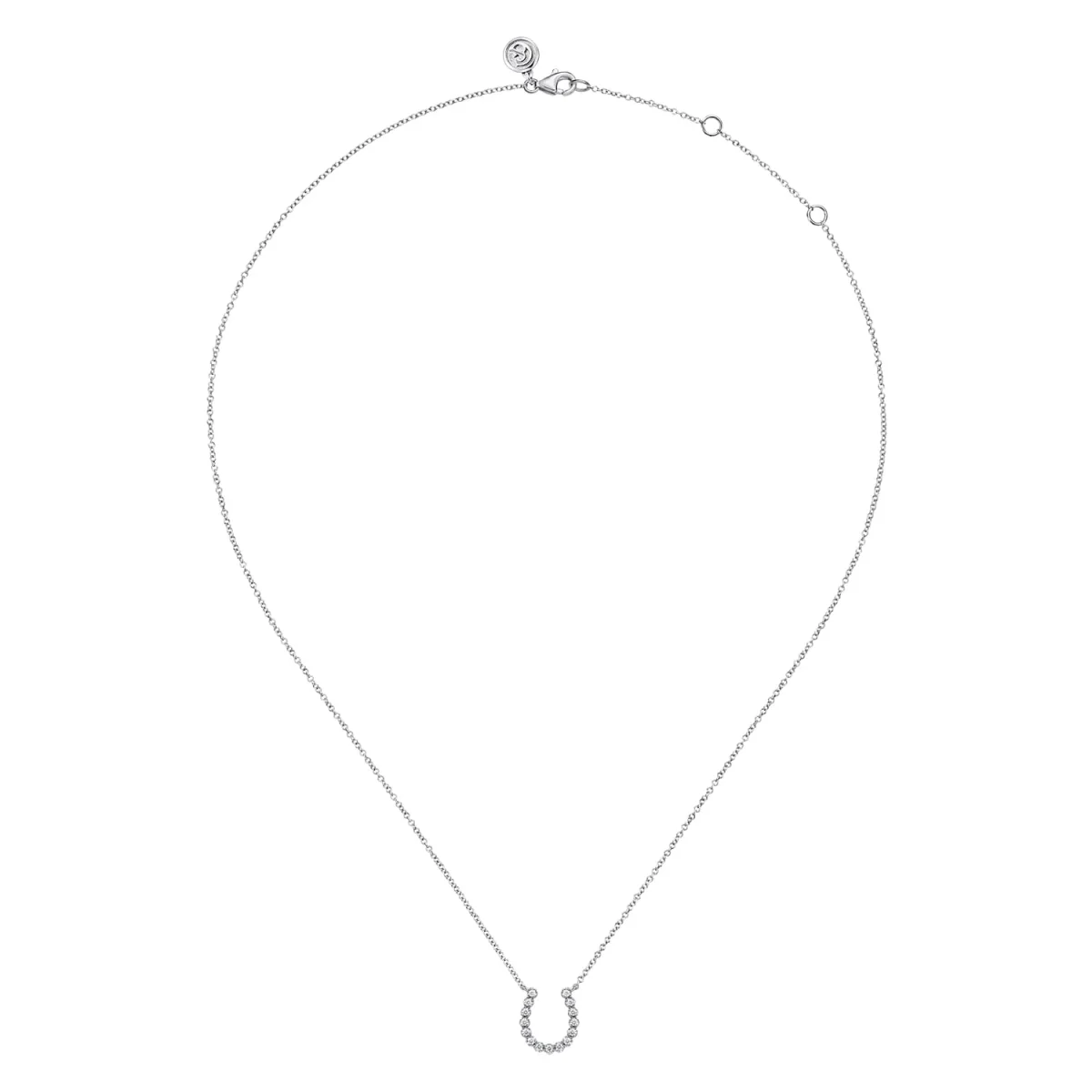 14K White Gold Diamond Horseshoe Necklace 0.15CTW by Gabriel & Co. - Image 4
