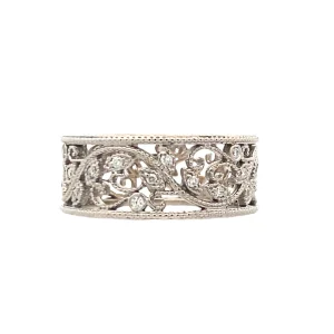 Estate 18K White Gold Diamond Vine Band – Size 6.5 | Beeghly & Co. Jewelers