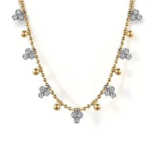 Two-Tone Diamond Bead Droplet Necklace 0.51 CTW | Gabriel & Co.