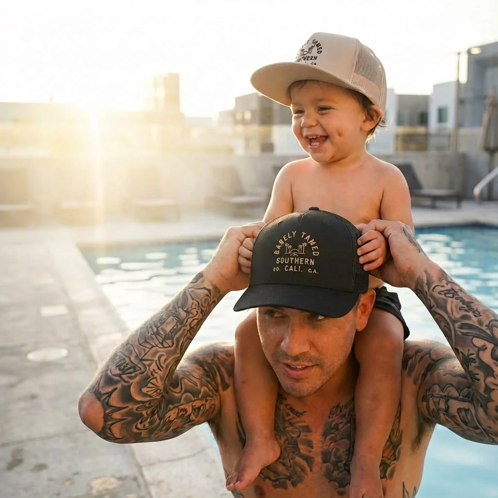 Adult Beech Strand Trucker Hat- Tan and Black | Water Friendly Graphic Snapback - Image 6