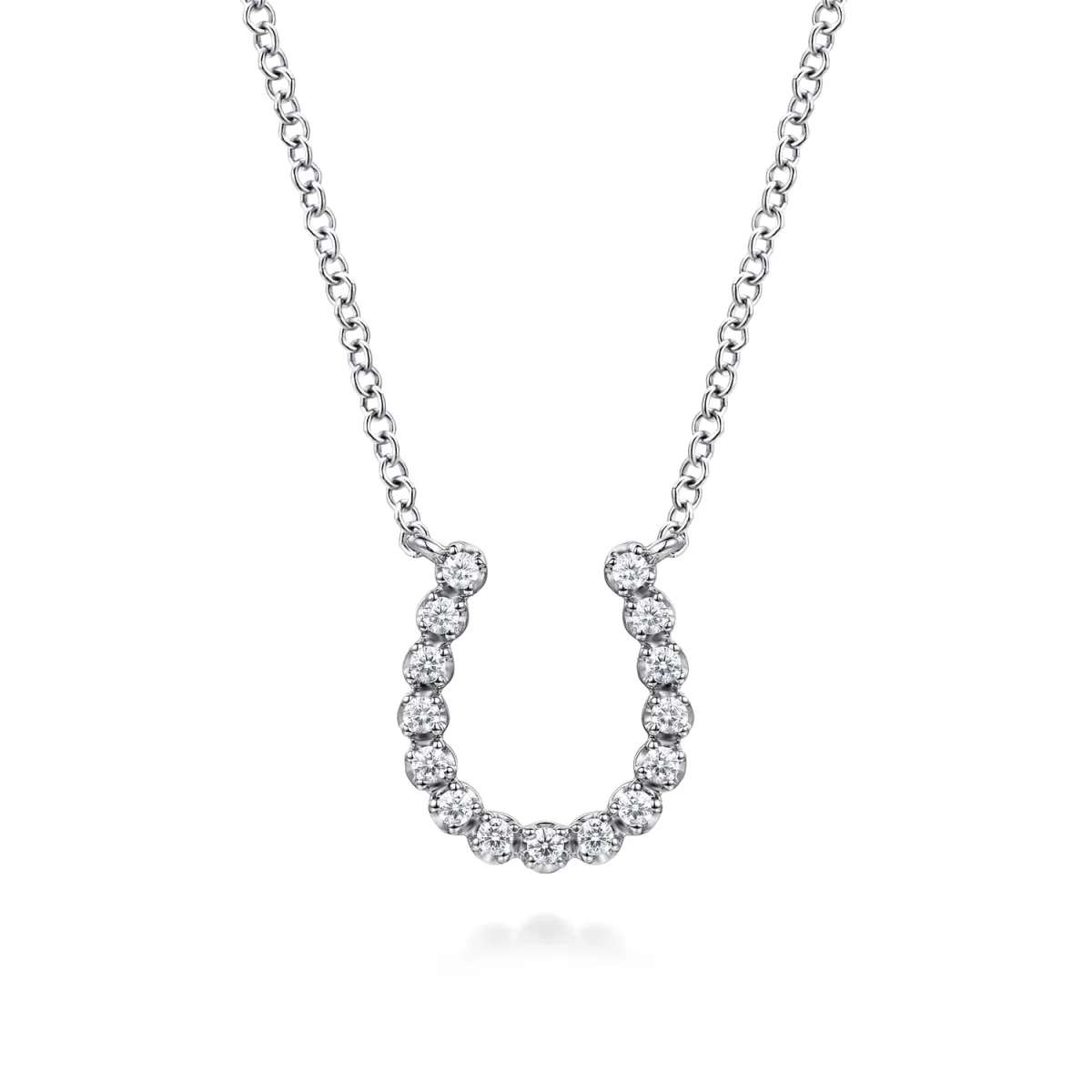 14K White Gold Diamond Horseshoe Necklace 0.15CTW by Gabriel & Co.