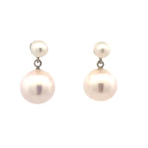 14K White Gold Freshwater Pearl Drop Earrings | Beeghly & Co. Jeweler
