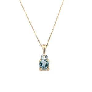 14K Yellow Gold Aquamarine Pendant with 18" Chain