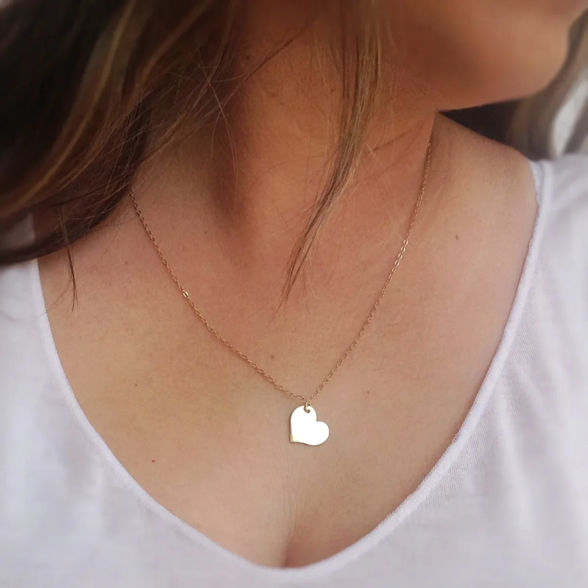 Gold heart necklace 14k Gold Filled Sideways Heart Jewelry - Image 4