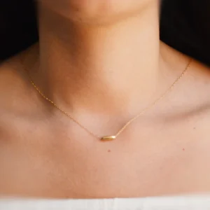 Tiny Rice Shape Bead Charm 14K Gold Filled Necklace