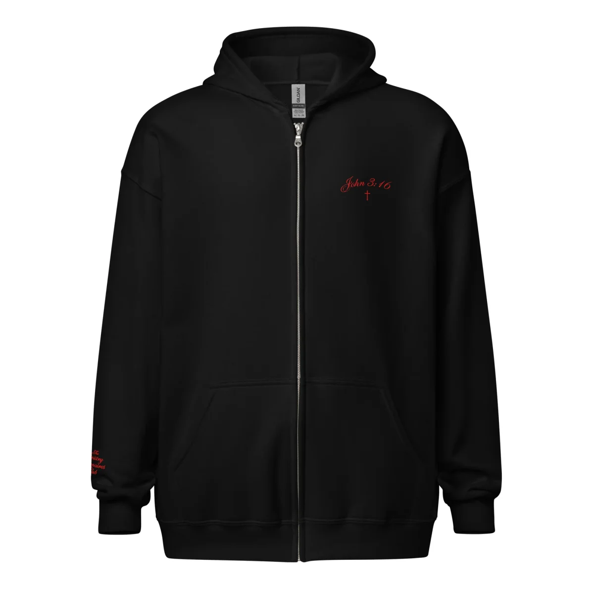 Ministry Millionaires' Club // "God So Loved" Embroidered Zip Up Hoodie - Image 2
