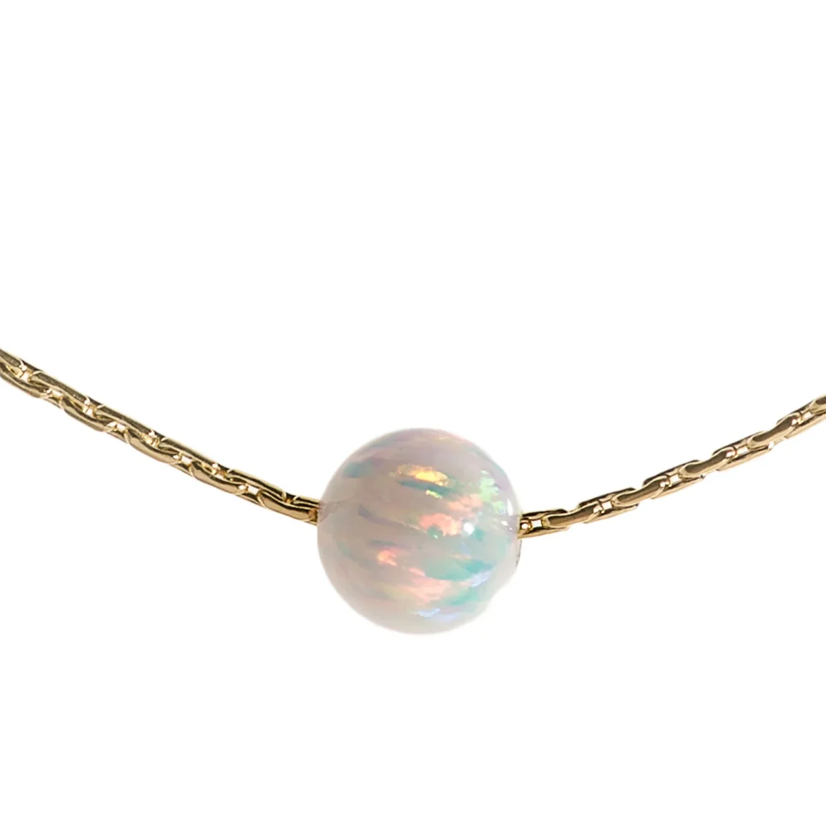 Opal jewelry white opal ball gold filled necklace